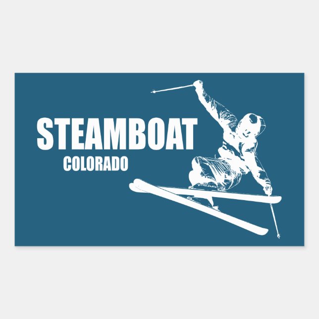 Steamboat Springs Colorado Skier Rectangular Sticker (Front)
