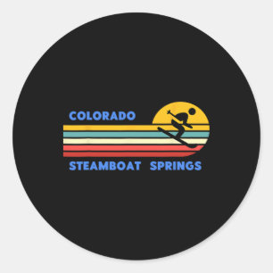 Steamboat Springs Colorado Skiing Skier Ski Vintag Classic Round Sticker