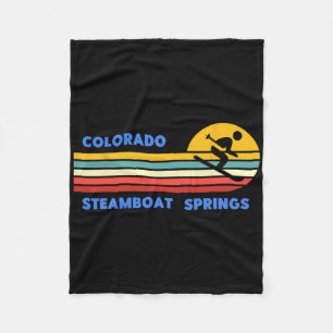 Steamboat Springs Colorado Skiing Skier Ski Vintag Fleece Blanket