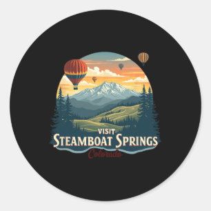 Steamboat Springs Colorado Skiing Sunset Hot Air L Classic Round Sticker