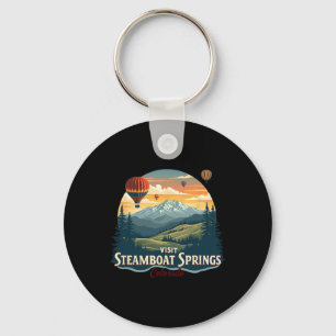 Steamboat Springs Colorado Skiing Sunset Hot Air L Key Ring