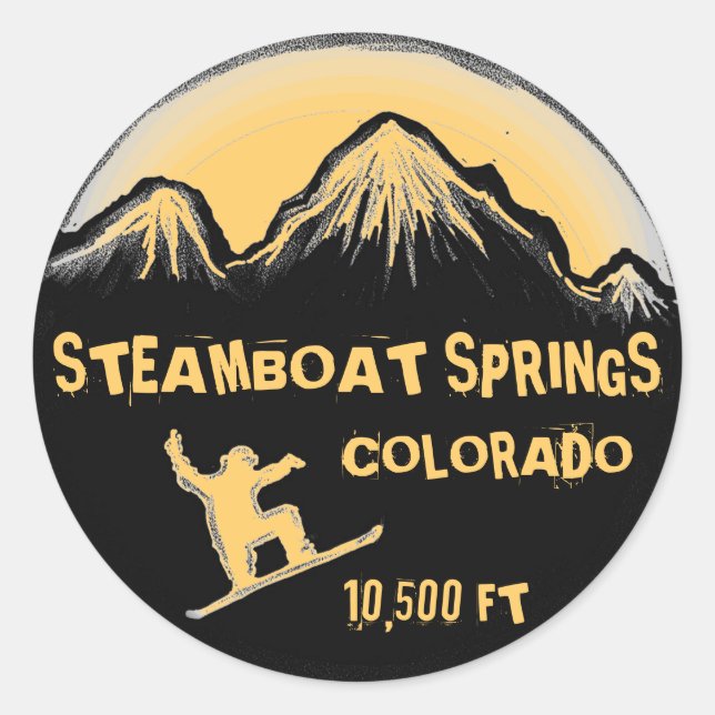 Steamboat Springs Colorado snowboard stickers (Front)