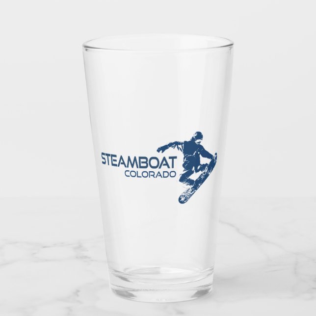 Steamboat Springs Colorado Snowboarder Glass (Front)