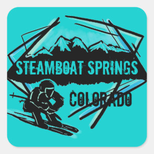Steamboat Springs Colorado teal ski stickers