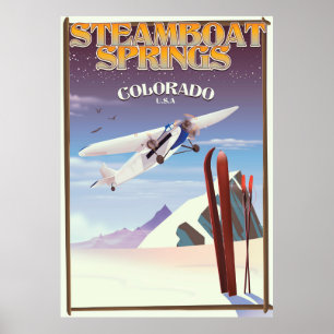Steamboat Springs colorado vintage travel poster