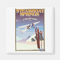 Steamboat Springs colorado vintage travel poster