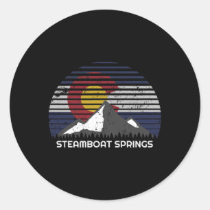 Steamboat Springs, Colorado X Co Flag Mtn Top  Classic Round Sticker