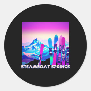 Steamboat Springs Ski Retro 80's Style Skiing And Classic Round Sticker