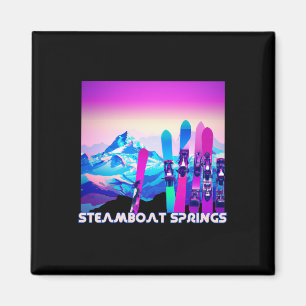 Steamboat Springs Ski Retro 80's Style Skiing And Magnet