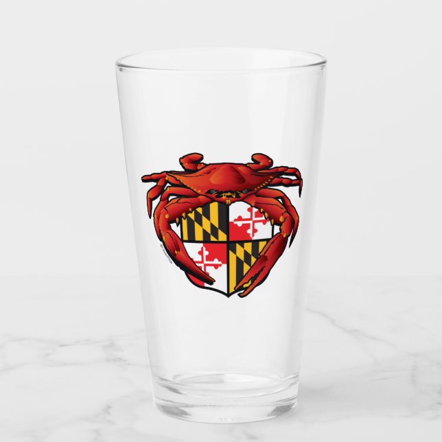 Steamed Blue Crab Maryland Crest Glass (Front)