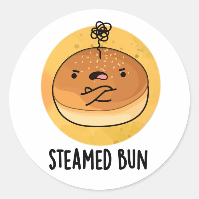Steamed Bun Funny Food Pun  Classic Round Sticker (Front)