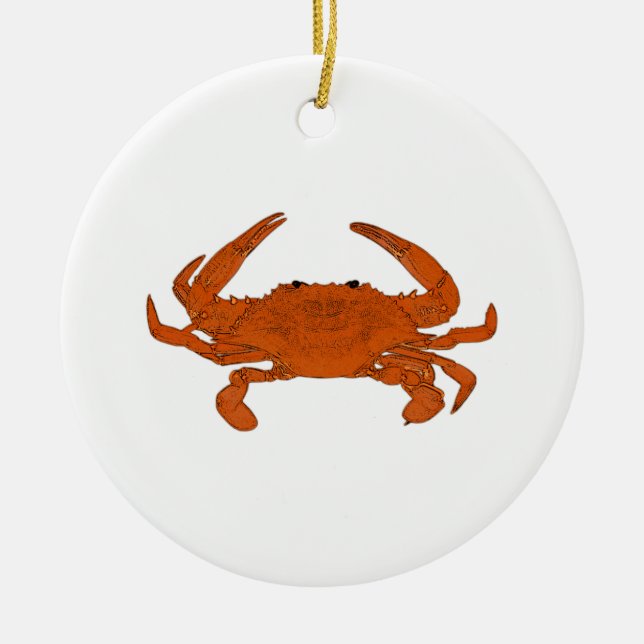 Steamed Crab Logo (Atlantic blue crab) Ceramic Tree Decoration (Front)