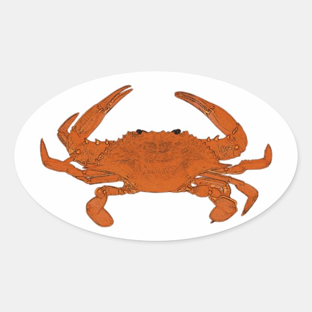 Steamed Crab Logo (Atlantic blue crab) Oval Sticker (Front)