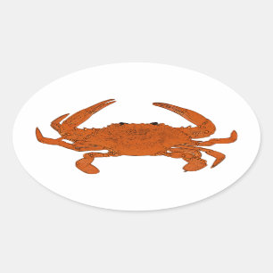 Steamed Crab Logo (Atlantic blue crab) Oval Sticker
