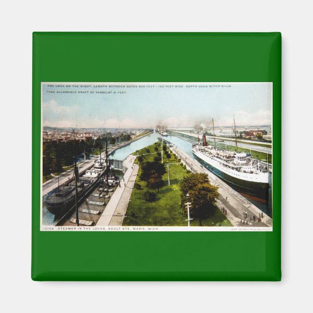 Steamer in the Locks, Sault Ste.Marie, Michigan Magnet (Front)