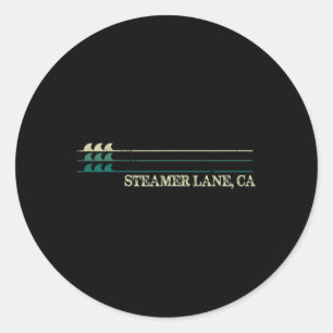 Steamer Lane California Break Surfing Retro Wave Classic Round Sticker