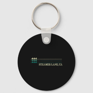 Steamer Lane California Break Surfing Retro Wave Key Ring