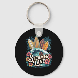 Steamer Lane Surfboards Santa Surfing Cruz Graphic Key Ring