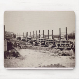 Steamers on the Mississippi (b/w photo) Mouse Pad