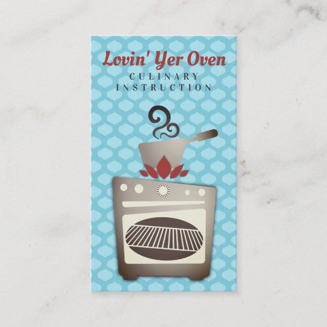 Steaming aromas oven cooking class personal chef business card (Front)