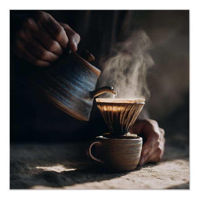 Steaming Ceramic Pour Over Poster (Front)