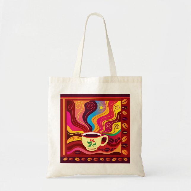 Steaming Coffee Cup Pattern Tote Bag (Front)