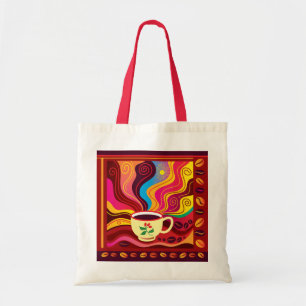 Steaming Coffee Cup Pattern Tote Bag