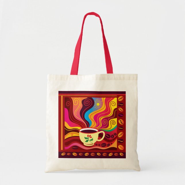 Steaming Coffee Cup Pattern Tote Bag (Front)