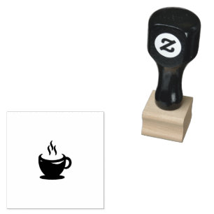 Steaming Coffee Cup Silhouette Rubber Stamp