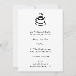 Steaming Coffee Cup with Heart Design Invitation