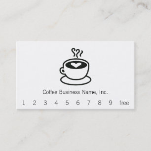 Steaming Coffee Cup with Heart Design Punchcard Loyalty Card