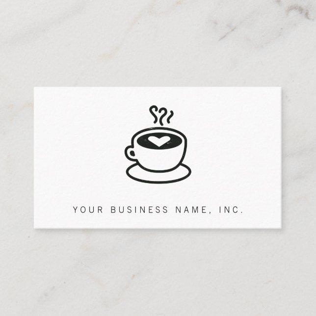 Steaming Coffee Cup with Heart Design (worn style) Business Card (Front)