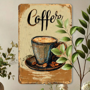 Steaming Coffee Vintage Metal Sign