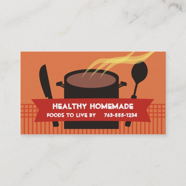 steaming cooking pot knife spoon chef business ... card (Front)