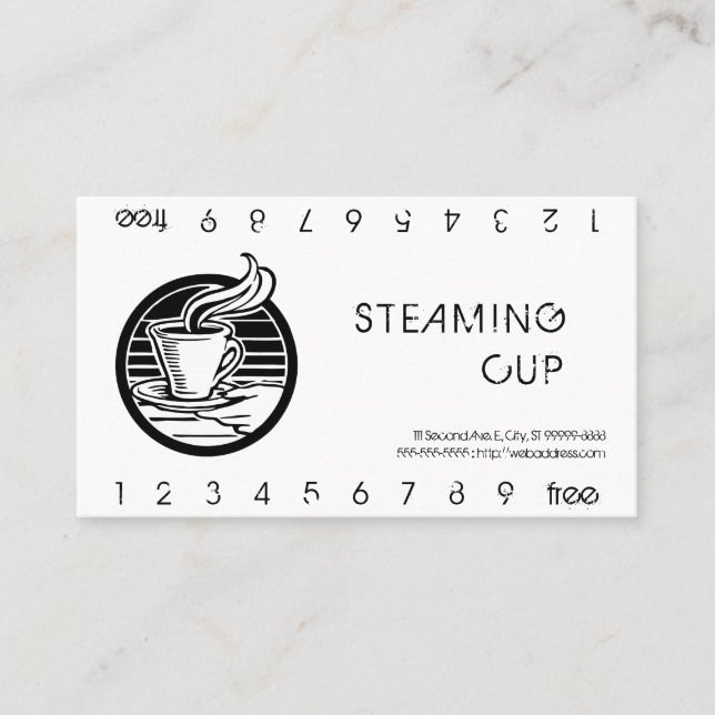 Steaming Cup in Hand Logo Punch Card (Front)