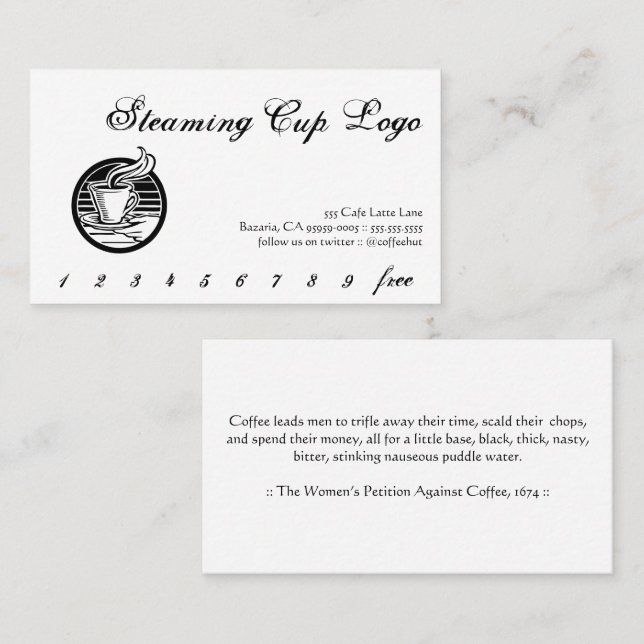 Steaming Cup Logo Drink Punch / Loyalty Card (Front/Back)