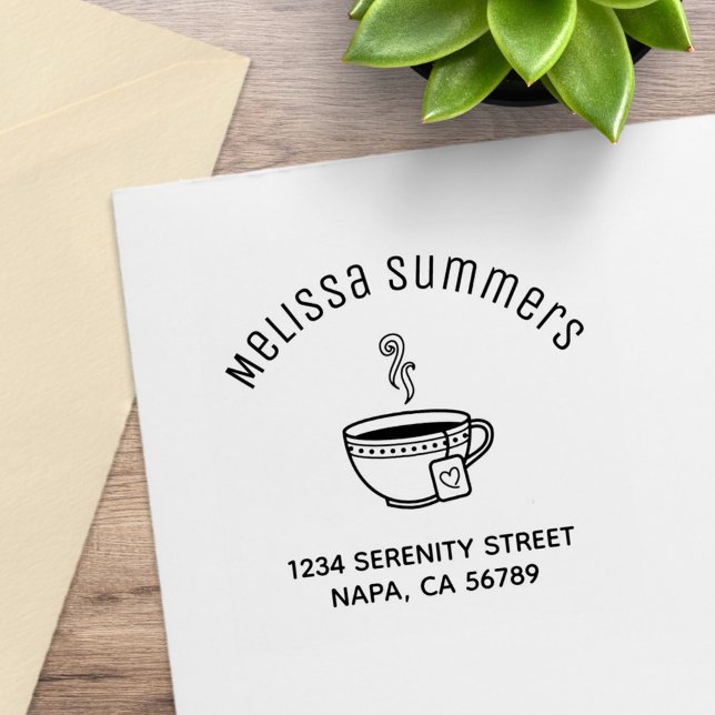 Steaming Cup of Tea Arch Address Rubber Stamp (Creator Uploaded)