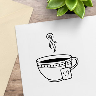 Steaming Cup of Tea Rubber Stamp