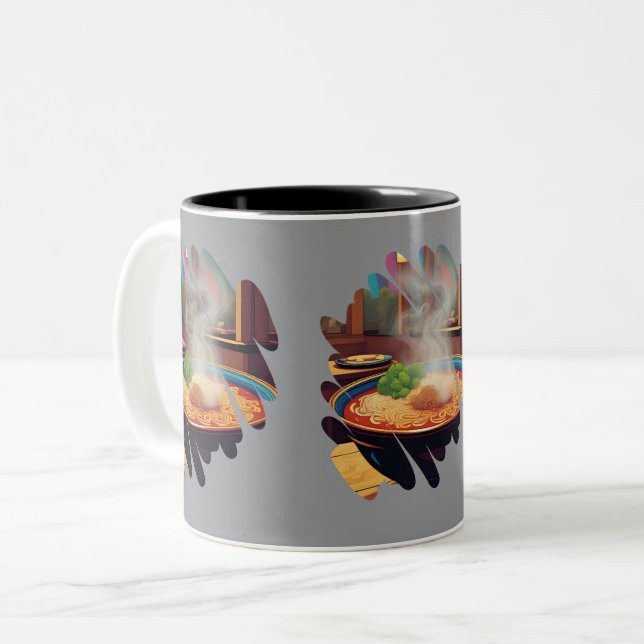 Steaming Noodles Bliss Two-Tone Coffee Mug (Front Left)