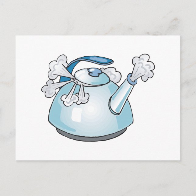 steaming tea pot kettle postcard (Front)
