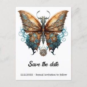 Steamlace Swallowtail Butterfly Steampunk Wedding Announcement Postcard