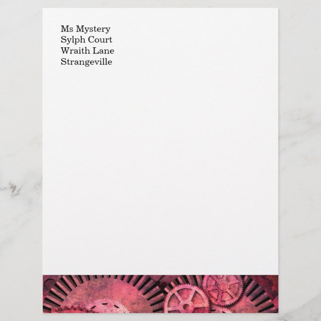 Steampink Pink Steampunk Personalised Letterhead (Front)