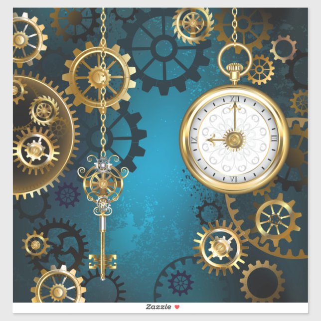 Steampun turquoise Background with Gears (Sheet)