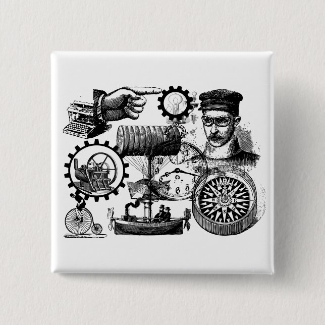 steampunk 15 cm square badge (Front)