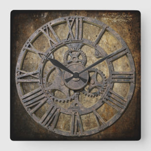 Steampunk 1 square square wall clock