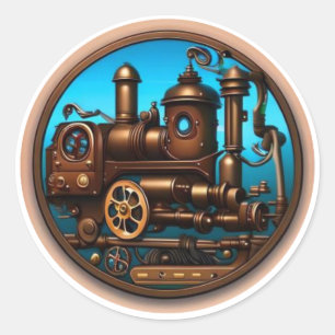 Steampunk #2 Train Locomotive Classic Round Sticker