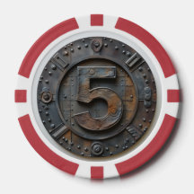 Steampunk $5 Poker Chip: Victorian Gambling