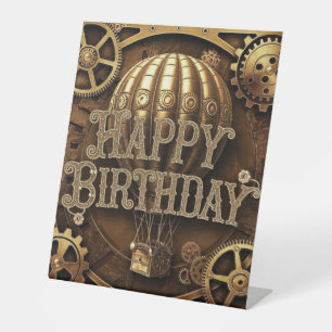 Steampunk Adventure Birthday Design Pedestal Sign