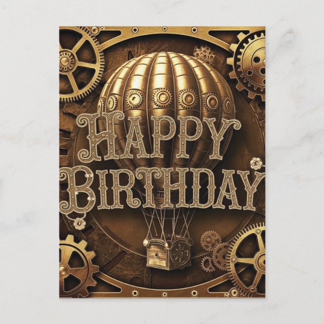 Steampunk Adventure Birthday Design Postcard (Front)