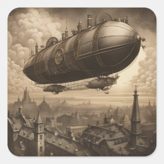 Steampunk Adventure Square Sticker